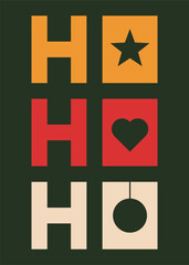 Canvas Print - Poster with geometric ho ho ho lettering. Christmas illustration in creative flat style.