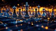 © George Louris  🜲 - A futuristic chessboard with glowing pieces, representing strategy, planning, and competition.