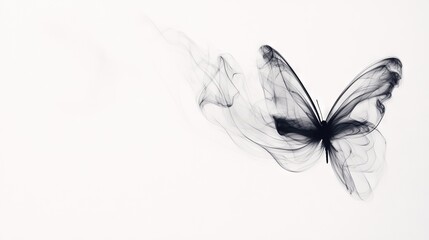 Wall Mural - a monochrome image of a butterfly with smoky wings against a white background