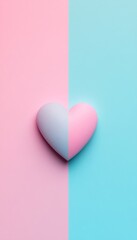 Wall Mural - A heart-shaped object in pastel colors on a split background.