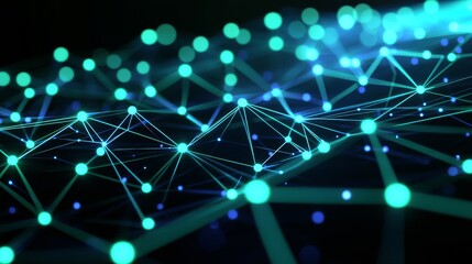 Poster - on a green blue background, there is a digital technology banner, a circuit of cyber technology, a f