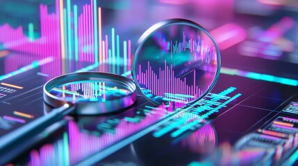 Poster - Graph accounting marketing or report chart economy investment research profit concept with business audit stock financial finance management.