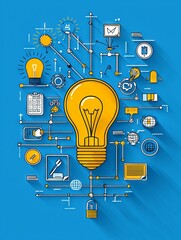 Poster - Design concept for a modern education icon-based light bulb