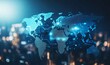© Valentyna - World global business background. Technology connect network map on business city background