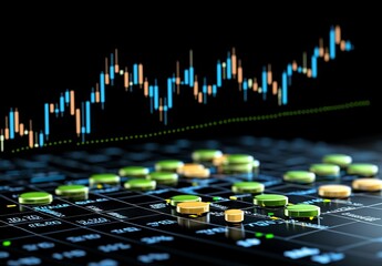 Poster - A stock exchange graph in graphic concept suitable for financial investment or economic trends business ideas. Abstract financial background.