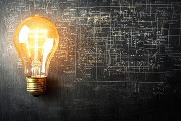 Poster - Image of a light bulb representing innovation. Mixed media.