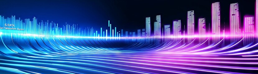 Poster - Abstract background with lines arrays and binary codes. Data array visual concept. Big data connection complex. Big data visualization.