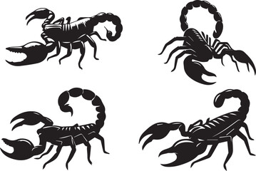 Wall Mural - Scorpion silhouette vector EPS  SET