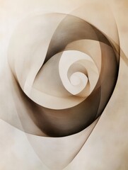 Poster - Swirling shapes blend together smoothly in a harmonious display of muted natural colors, evoking a sense of tranquility and artistic flow. Generative AI