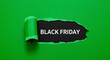 © Creative Habits - Torn paper revealing Black Friday sale on green background with shadow effect and stylish design for promotional use