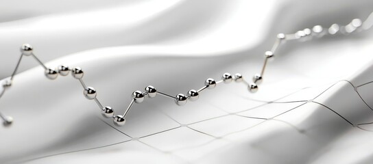 Poster - White background with abstract financial chart with a line graph going down and a candlestick going up