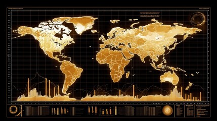 Poster - Data and analysis about stock market investment. Business financial chart with moving arrows.