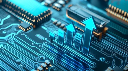 Poster - Profit and revenue growth are represented by a 3D growth business graph on success financial, accompanied by an arrow indicating positive market trends