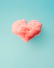 Wall Mural - A pink cloud shaped like a heart against a blue background.