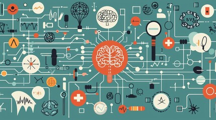 Background of an interactive design innovation concept for medical health care icons