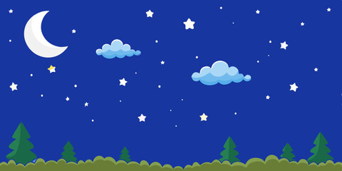 night blue sky with stars cloud landscape background