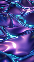 Poster - Radiant wave patterns. Soft light trails in deep purple and turquoise. Abstract textures resembling flowing water. Vertical texture poster header banner cover design template