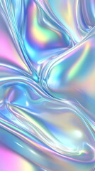Aufkleber - Bright holographic surface. Smooth neon texture in blue and green. Abstract fluid design with reflective highlights. Vertical element for presentation, business, corporate, institution