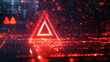 © Daniel - Glowing Red Triangle Warning Sign on Digital Grid Background