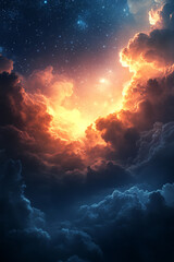 Wall Mural - dramatic cosmic clouds and starry sky