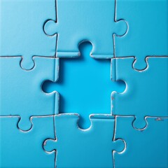 missing piece puzzle blue textured backdrop