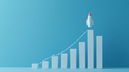 Rocket Launch Growth Chart   Business Success Concept