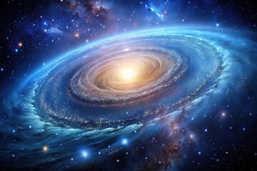 Wall Mural - space background with spiral galaxy and stars