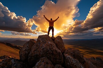 Poster - A person standing firm against adversity, with a calm, resolute expression showing inner strength and unshakeable self-worth