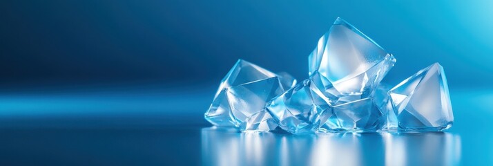 Aufkleber - Icy crystals reflect light in abstract patterns against a soothing blue background, evoking a sense of calm and winter beauty. Generative AI
