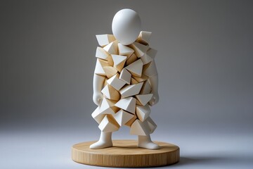 Poster - Abstract minimalist depiction of a person standing tall, using simple geometric shapes to symbolize strength and dignity