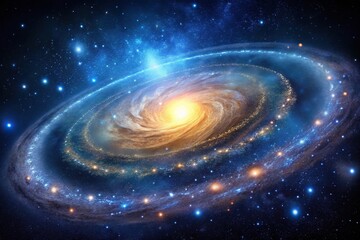 Wall Mural - spiraling galaxy with glowing stars and dust