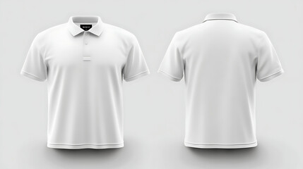 Blank white front and back polo T Shirts Mockup template isolated on white background