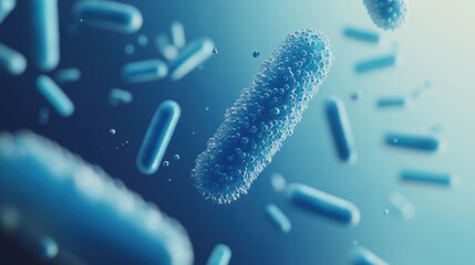 Aufkleber - This showcases a magnified view of numerous bacteria, displaying their distinct shapes and lively movements in a scientific laboratory context. Generative AI