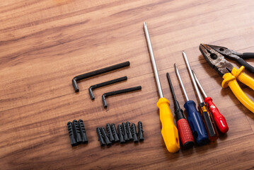 Pliers, screwdriver, wrench and other tools