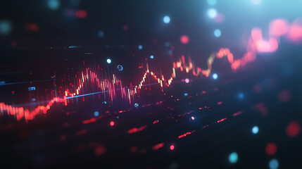 Poster - Digital display options chart stock market glowing on a dark background Growth graph 