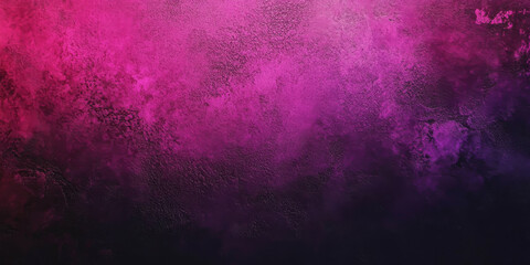 Abstract grainy gradient background, purple pink color shape, black backdrop, noisy texture, dark banner poster header design with deep purple fading into vibrant pink