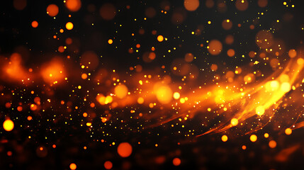 Aufkleber - Fire embers particles over black background Fire sparks background Abstract dark glitter fire particles lights 