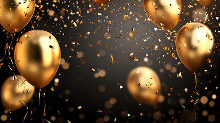 Sticker - Celebration background with confetti and gold balloons