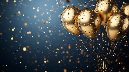 Aufkleber - Celebration background with confetti and gold balloons
