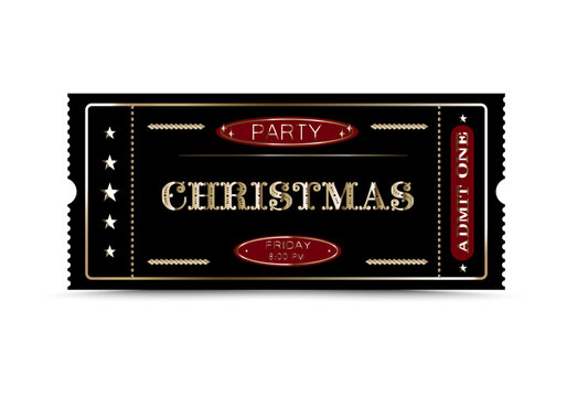Christmas Party Ticket Invitation. Vector illustration