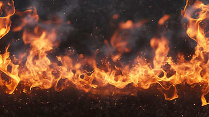 Leinwandbilder - Burning fire flames border white texture isolated 