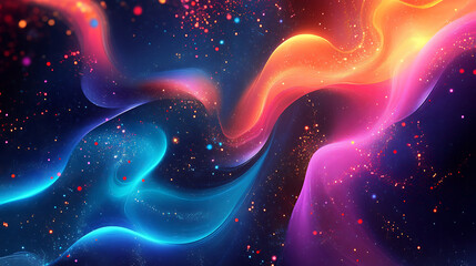 Abstract neon fractal wallpaper with space 