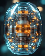 Poster - A futuristic energy core with glowing elements, showcasing advanced technology.