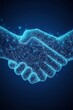 © Andrei - Digital handshake on blue background. Concept of partnership, agreement, and business deal.
