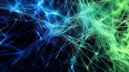 Poster - Blue and Green Network Lines form a Futuristic