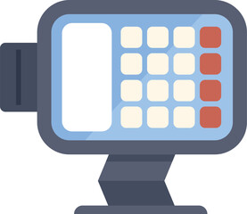 Poster - Blue credit card reader processing online payment with buttons on white background