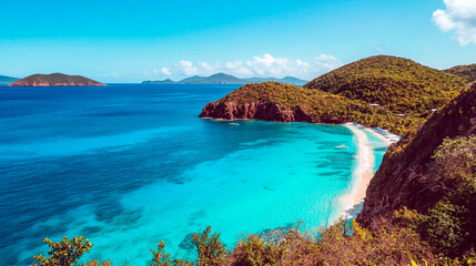 scenic cliffside viewpoint overlooking tropical beach with turquoise waters
