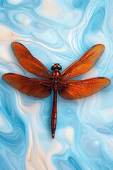 Poster - A vibrant illustration of a dragonfly on a colorful abstract background.