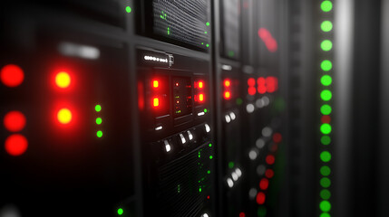 Poster - Modern Rack LED console in server room data center 