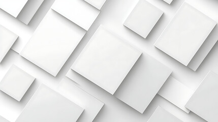 Poster - Modern white and light grey square overlapped pattern on background with shadow white background Minimal geometric white light background abstract design Elegant white and grey Background 